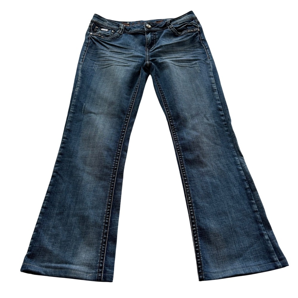 LA Idol Bootcut Jeans Womens 11 W33 L29 Blue Rhinestone Studded Y2K Western